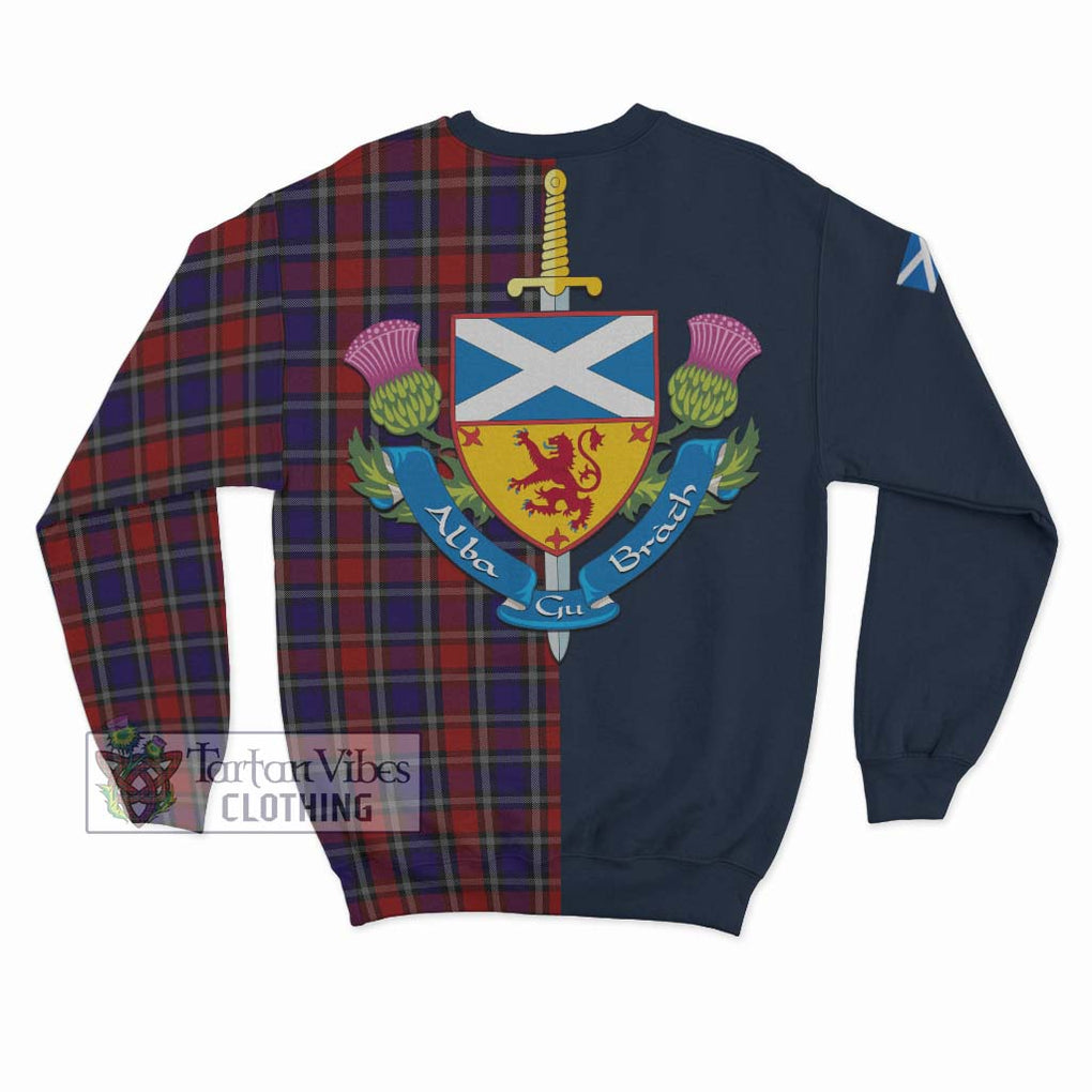 Tartan Vibes Clothing Clark (Lion) Red Tartan Sweatshirt with Scottish Lion Royal Arm Half Style