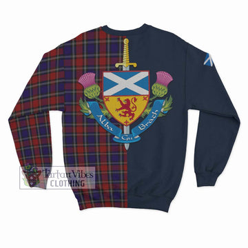 Clark (Lion) Red Tartan Sweatshirt Alba with Scottish Lion Royal Arm Half Style