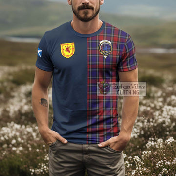 Clark (Lion) Red Tartan T-Shirt Alba with Scottish Lion Royal Arm Half Style