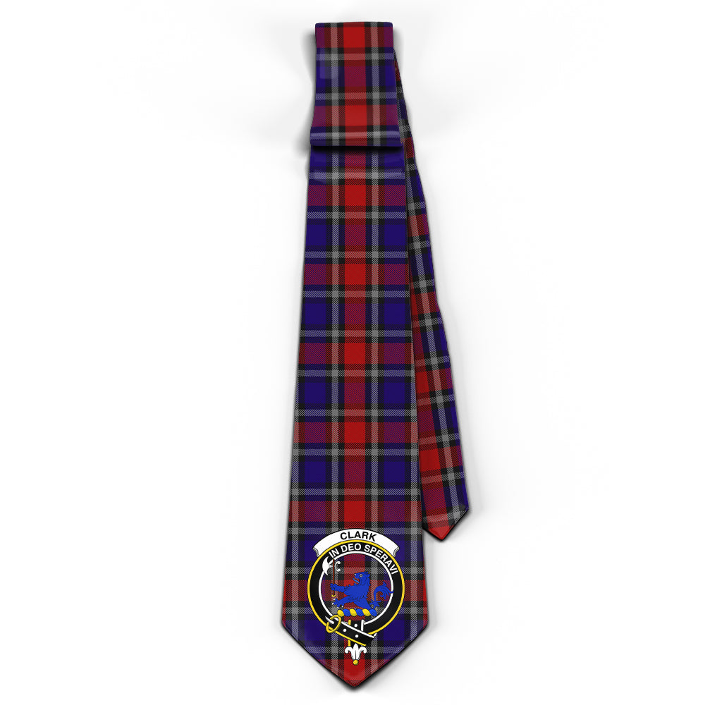 Clark (Lion) Red Tartan Classic Necktie with Family Crest - Tartan Vibes Clothing