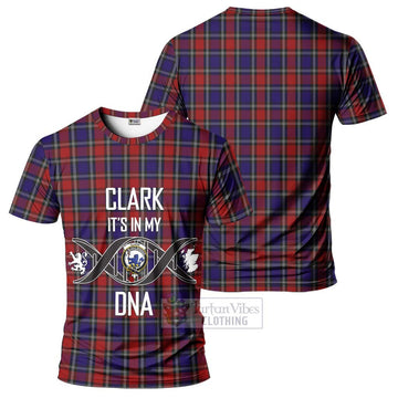 Clark (Lion) Red Tartan T-Shirt with Family Crest DNA In Me Style