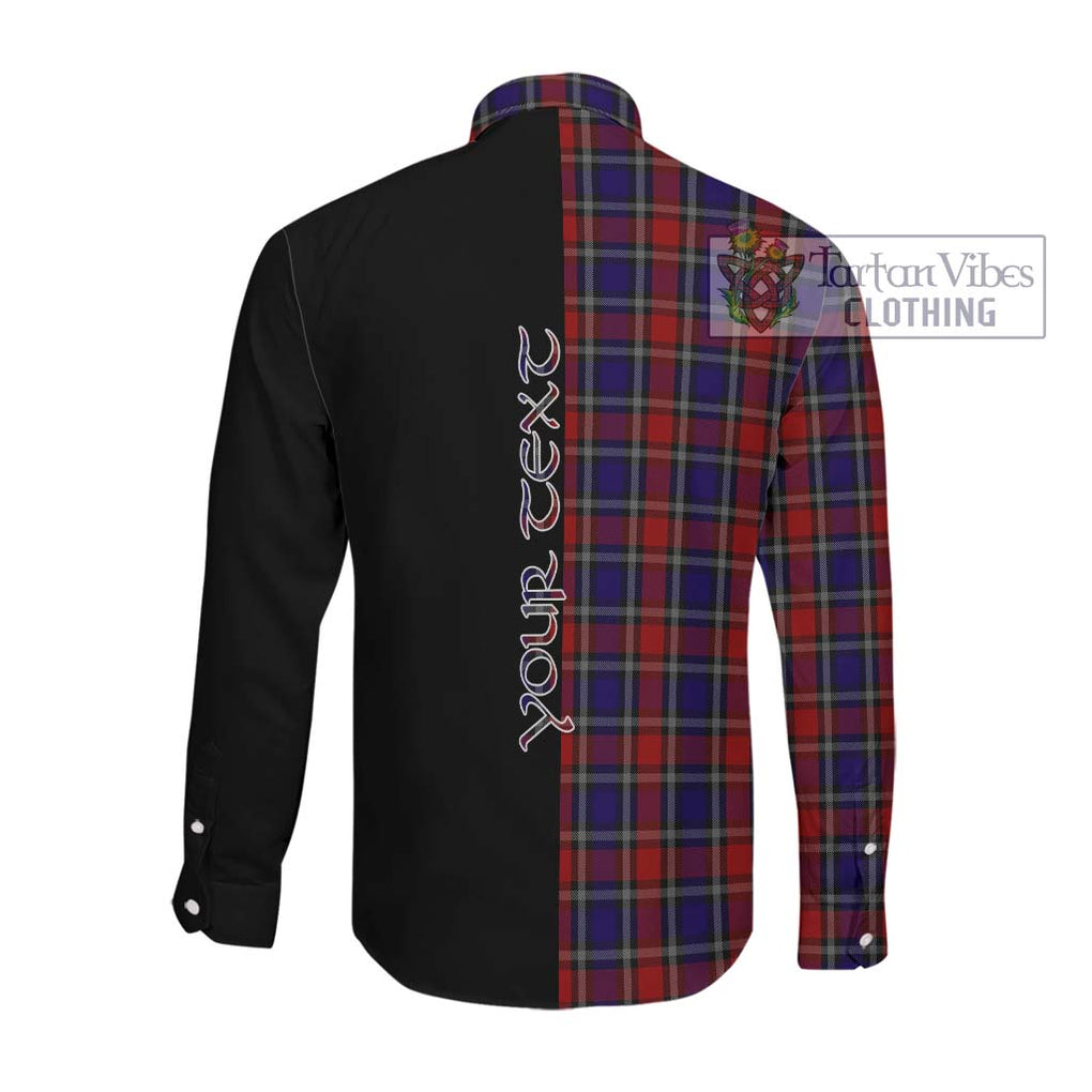 Clark (Lion) Red Tartan Long Sleeve Button Shirt with Family Crest and Half Of Me Style Men's Shirt - Tartanvibesclothing Shop