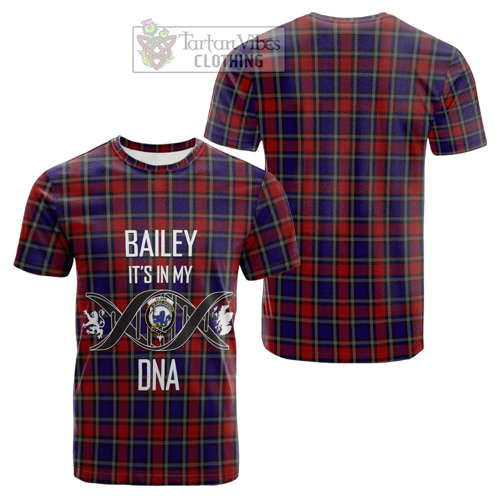 Tartan Vibes Clothing Clark (Lion) Red Tartan Cotton T-shirt with Family Crest DNA In Me Style