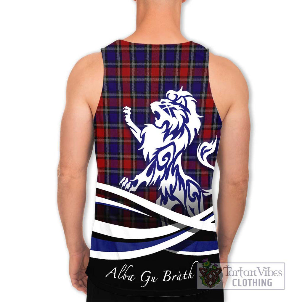 Clark (Lion) Red Tartan Men's Tank Top with Alba Gu Brath Regal Lion Emblem - Tartanvibesclothing Shop