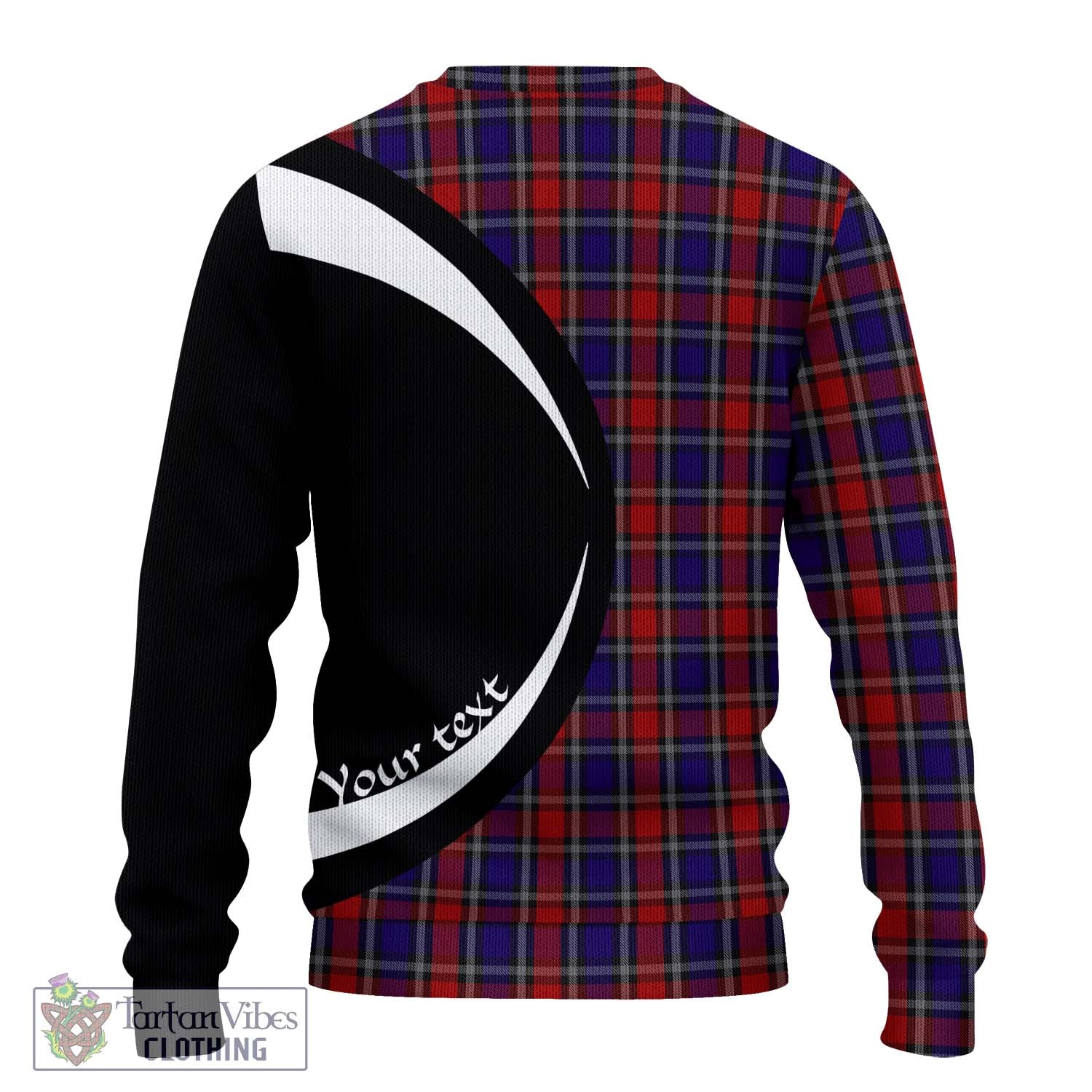 Clark (Lion) Red Tartan Ugly Sweater with Family Crest Circle Style - Tartan Vibes Clothing