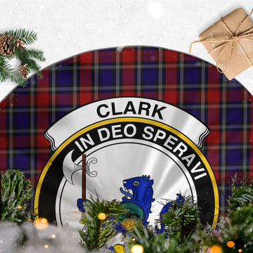 Clark (Lion) Red Tartan Christmas Tree Skirt with Family Crest