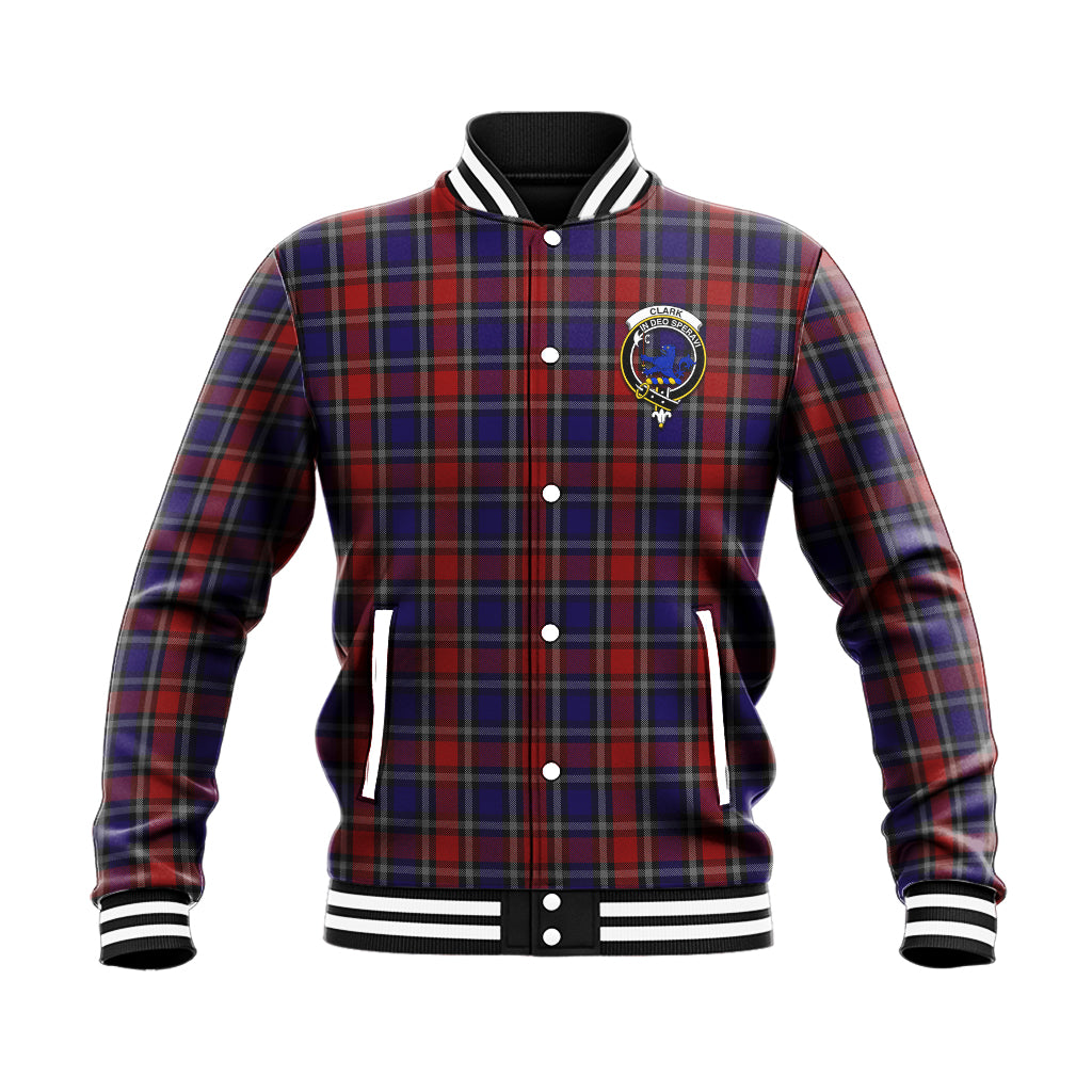 Clark (Lion) Red Tartan Baseball Jacket with Family Crest - Tartan Vibes Clothing