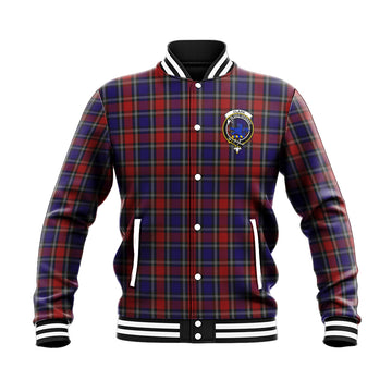 Clark (Lion) Red Tartan Baseball Jacket with Family Crest