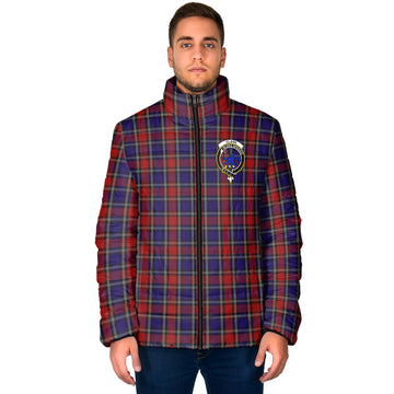 Clark (Lion) Red Tartan Padded Jacket with Family Crest