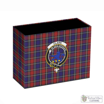 Clark (Lion) Red Tartan Pen Holder with Family Crest