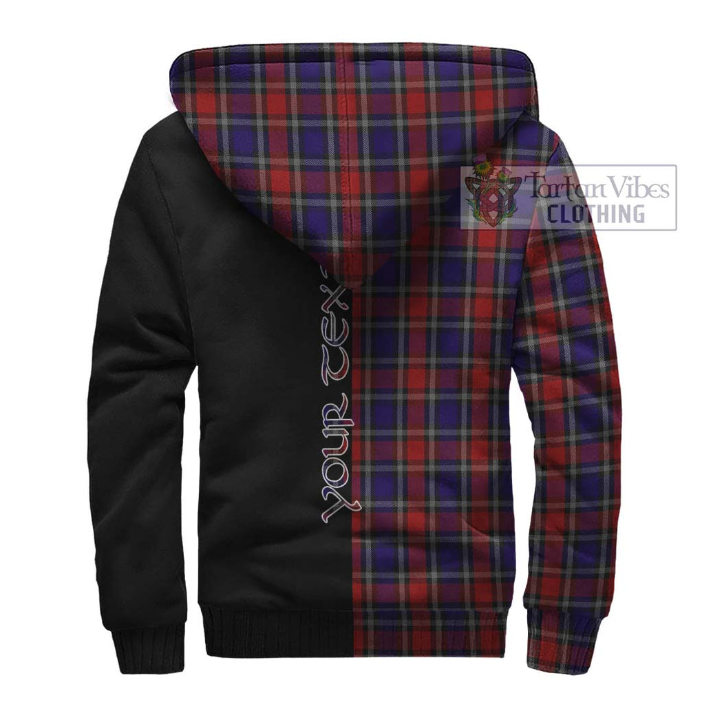 Clark (Lion) Red Tartan Sherpa Hoodie with Family Crest and Half Of Me Style - Tartanvibesclothing Shop