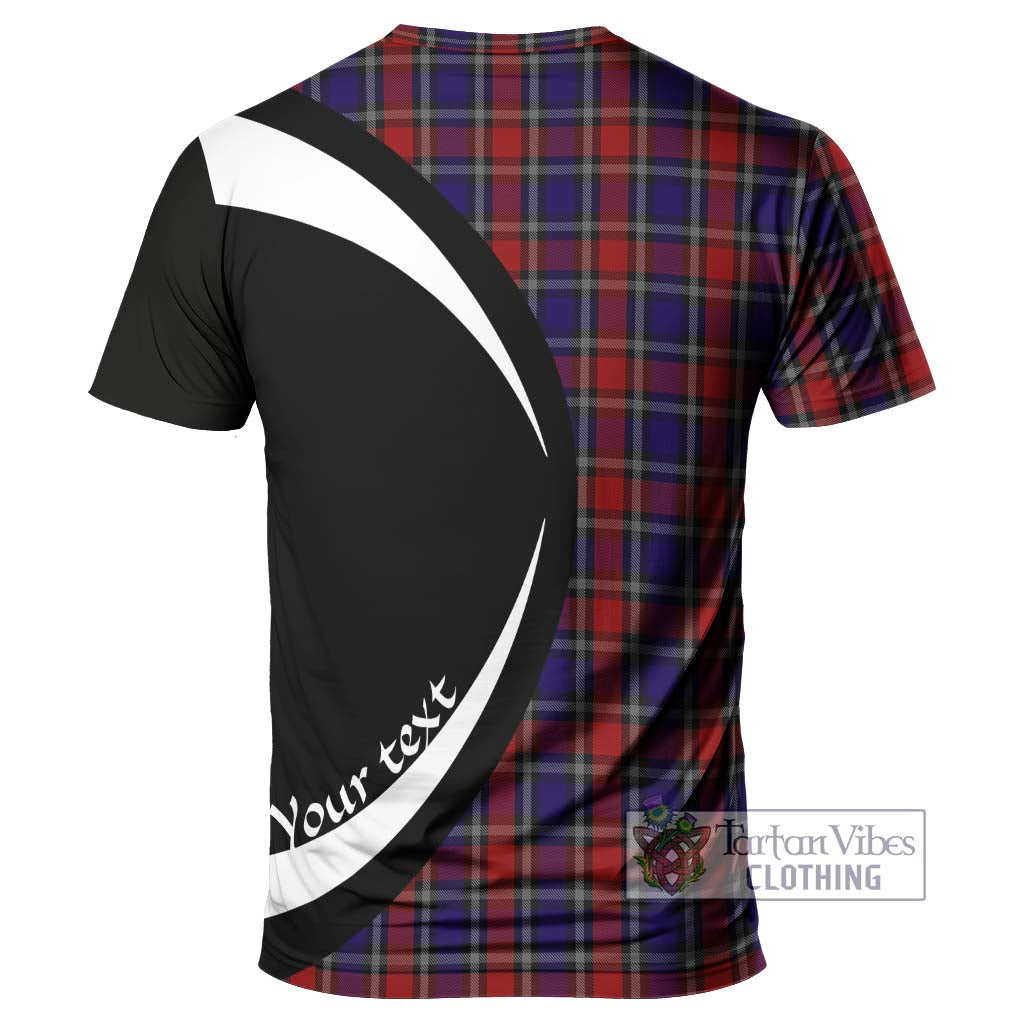 Tartan Vibes Clothing Clark (Lion) Red Tartan T-Shirt with Family Crest Circle Style