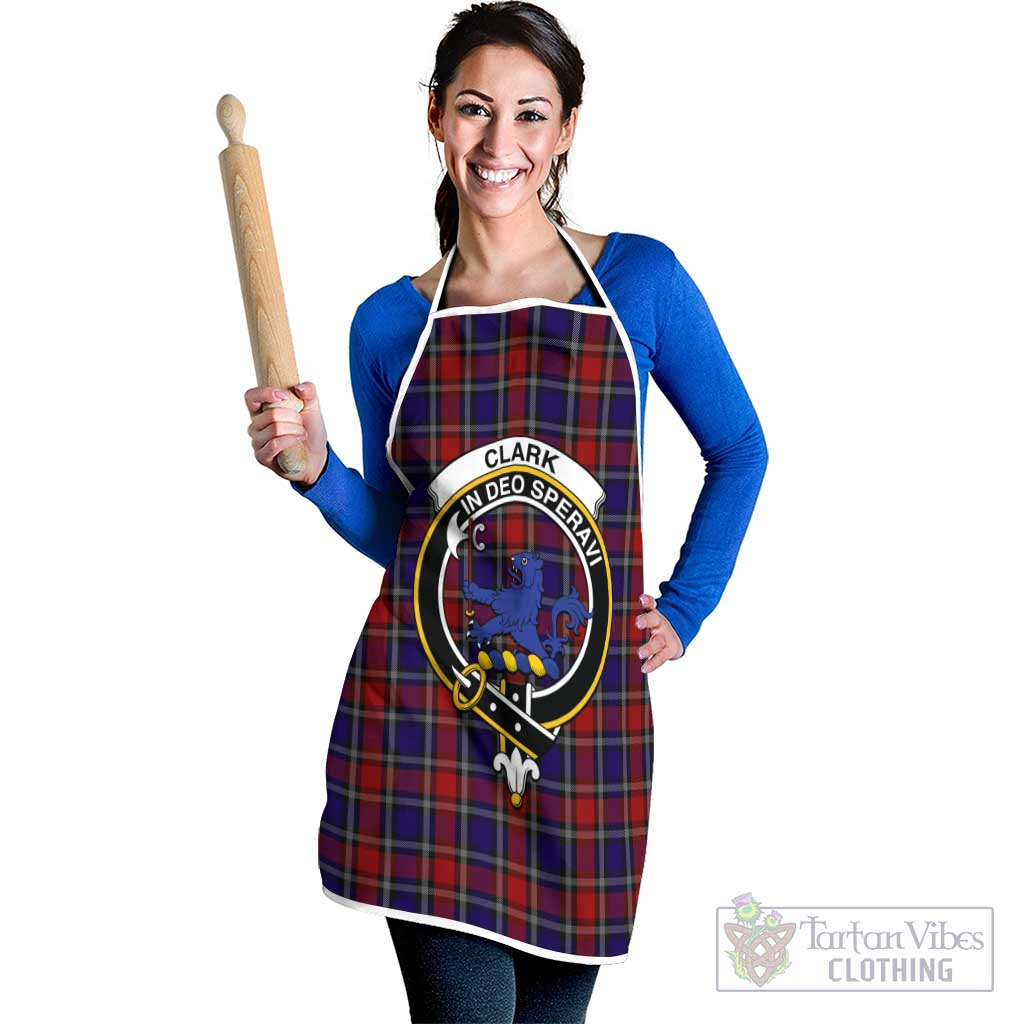 Clark (Lion) Red Tartan Apron with Family Crest White - Tartan Vibes Clothing