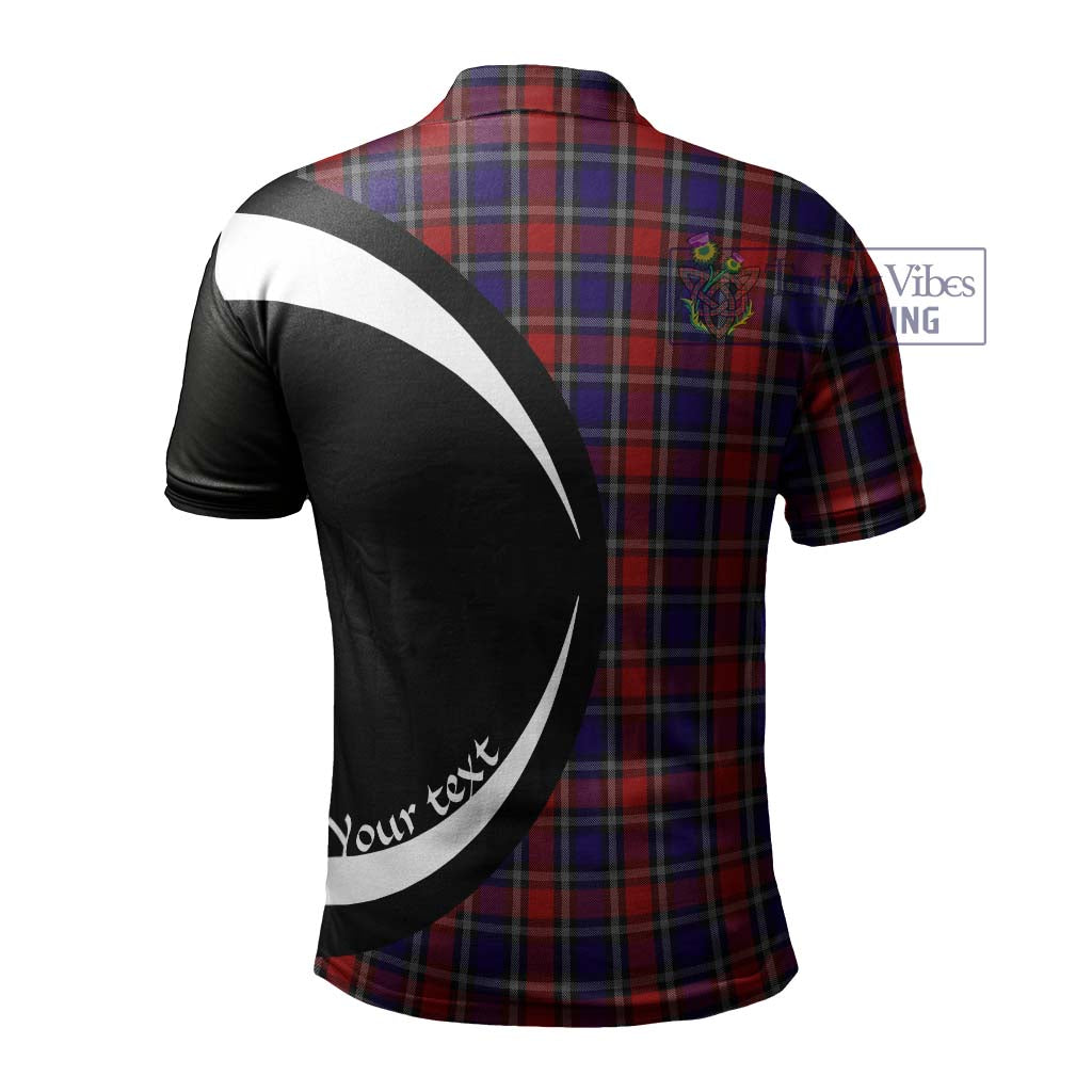 Clark (Lion) Red Tartan Men's Polo Shirt with Family Crest Circle Style - Tartan Vibes Clothing