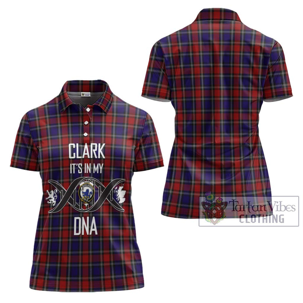 Clark (Lion) Red Tartan Women's Polo Shirt with Family Crest DNA In Me Style - Tartanvibesclothing Shop