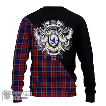 Clark (Lion) Red Tartan Ugly Sweater with Family Crest and Military Logo Style