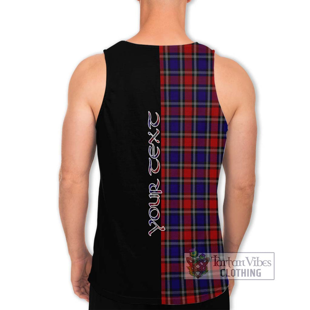 Clark (Lion) Red Tartan Men's Tank Top with Family Crest and Half Of Me Style - Tartanvibesclothing Shop