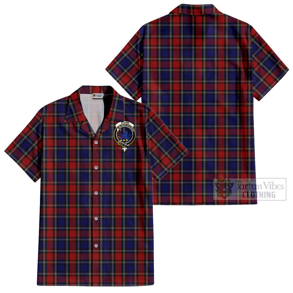 Clark (Lion) Red Tartan Cotton Hawaiian Shirt with Family Crest Kid - Tartan Vibes Clothing