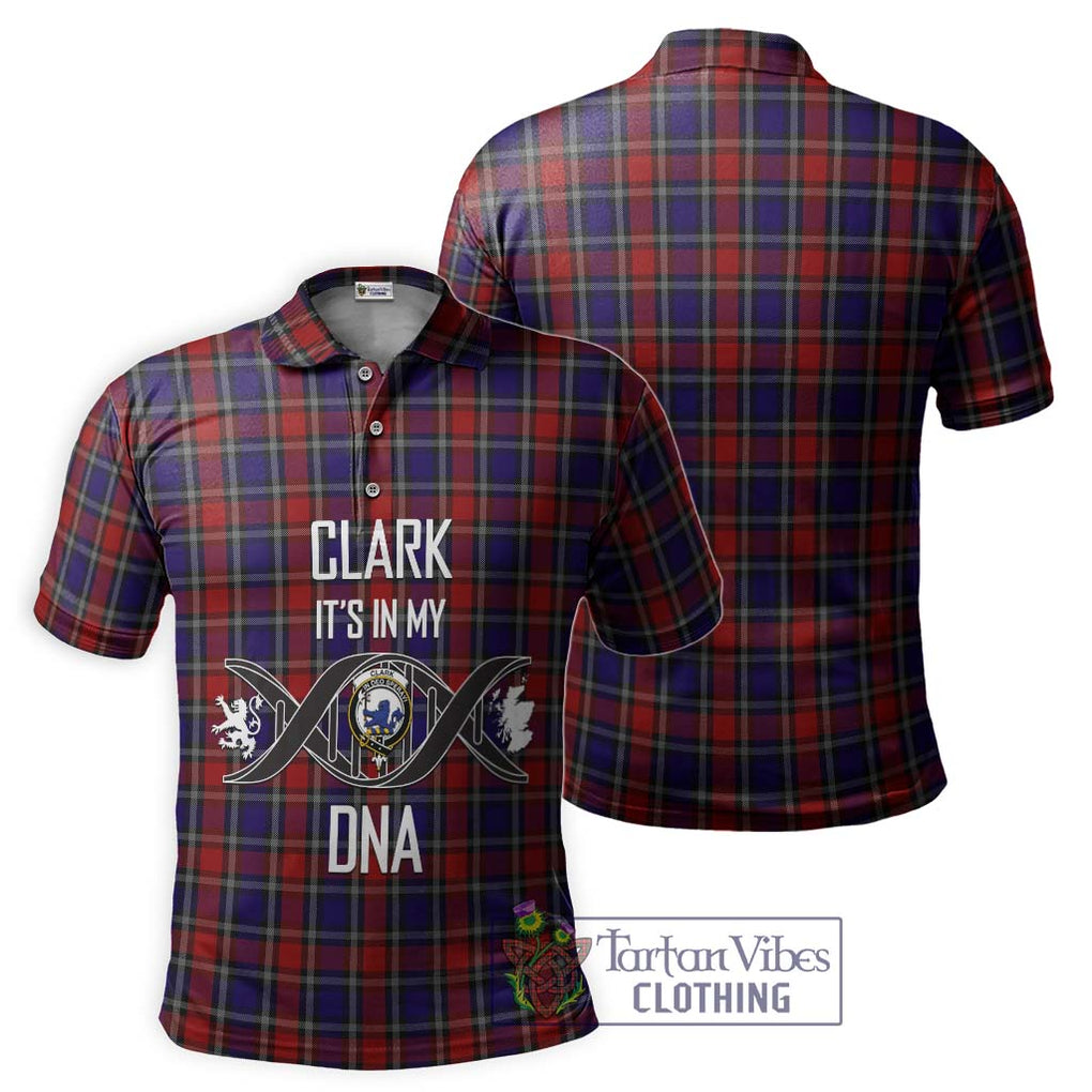 Clark (Lion) Red Tartan Polo Shirt with Family Crest DNA In Me Style - Tartanvibesclothing Shop