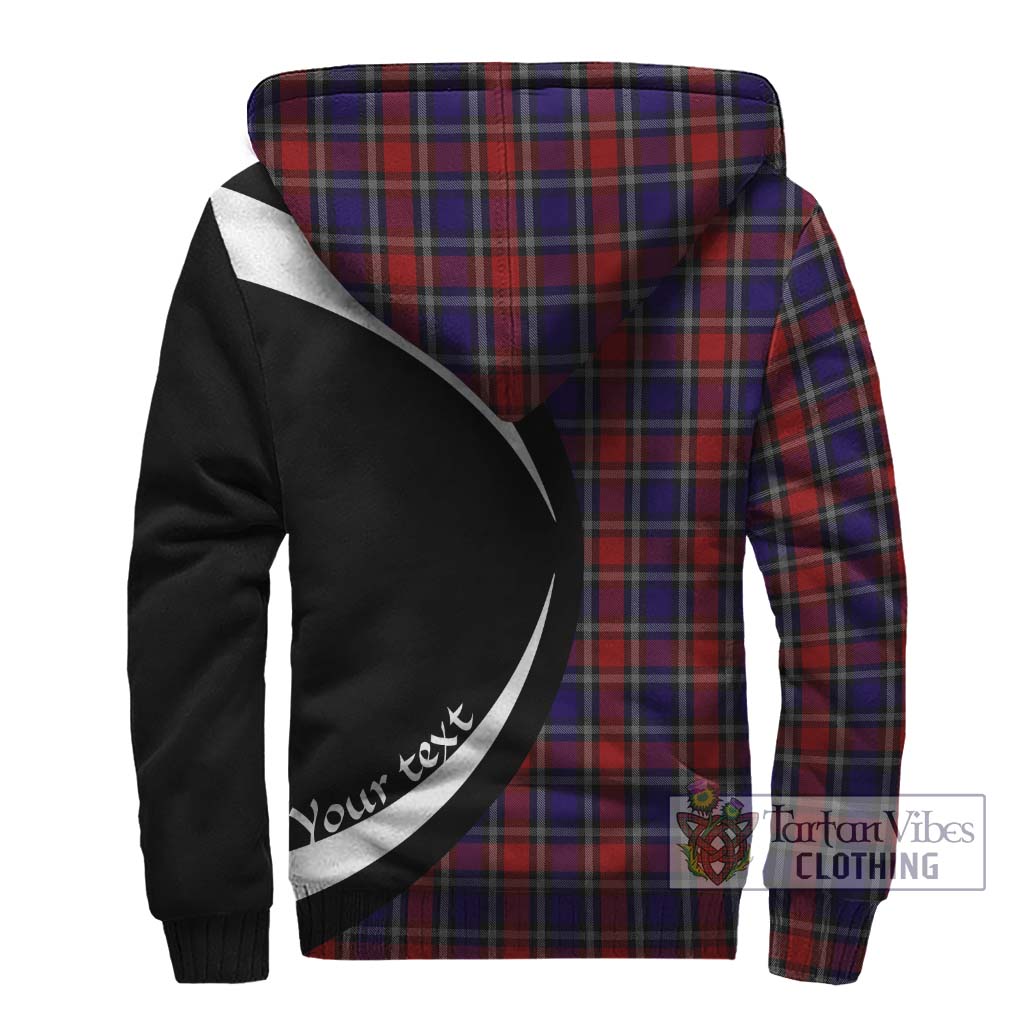 Clark (Lion) Red Tartan Sherpa Hoodie with Family Crest Circle Style - Tartan Vibes Clothing