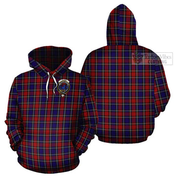 Clark (Lion) Red Tartan Cotton Hoodie with Family Crest