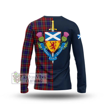 Clark (Lion) Red Tartan Long Sleeve T-Shirt Alba with Scottish Lion Royal Arm Half Style