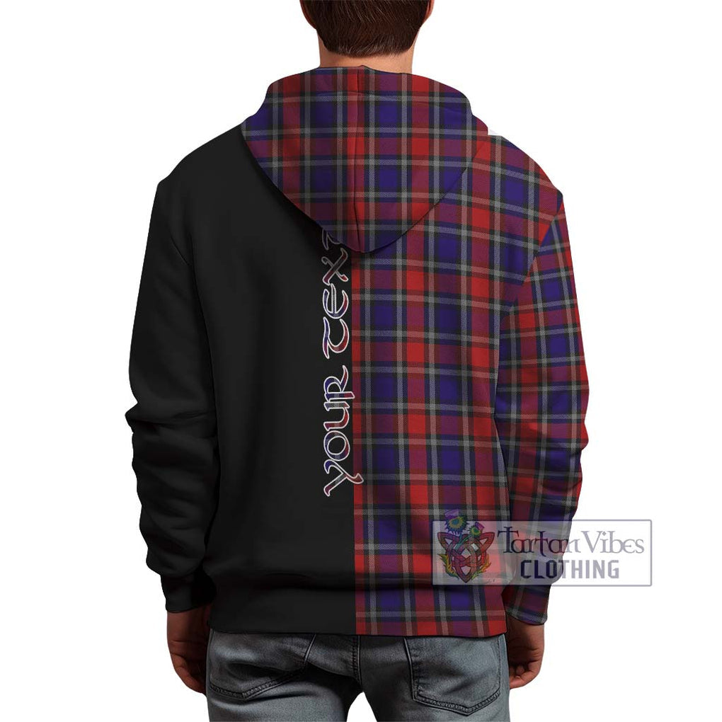 Clark (Lion) Red Tartan Hoodie with Family Crest and Half Of Me Style - Tartanvibesclothing Shop