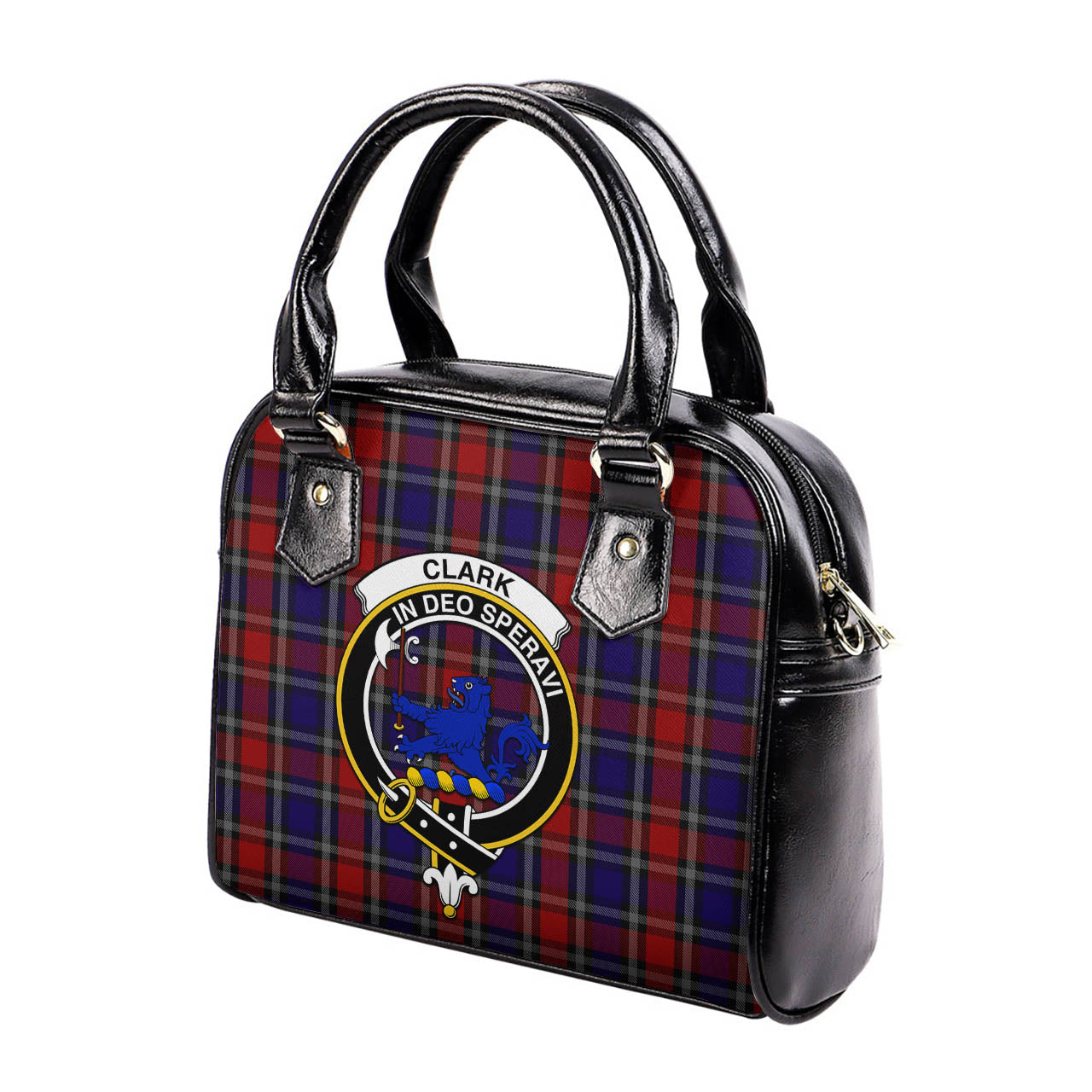 Clark (Lion) Red Tartan Shoulder Handbags with Family Crest - Tartanvibesclothing