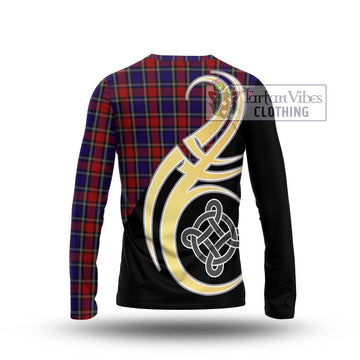 Clark (Lion) Red Tartan Long Sleeve T-Shirt with Family Crest and Celtic Symbol Style