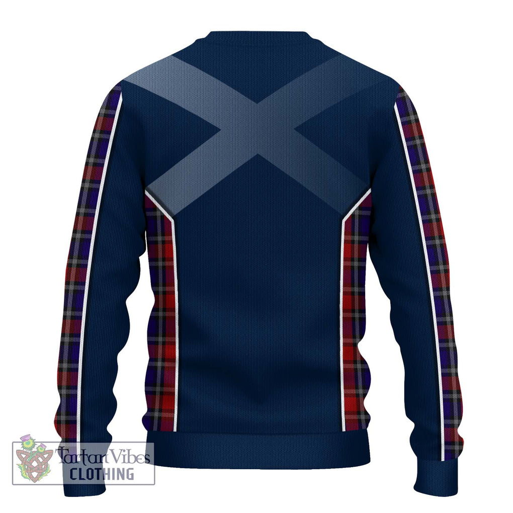 Clark (Lion) Red Tartan Knitted Sweater with Family Crest and Lion Rampant Vibes Sport Style - Tartan Vibes Clothing