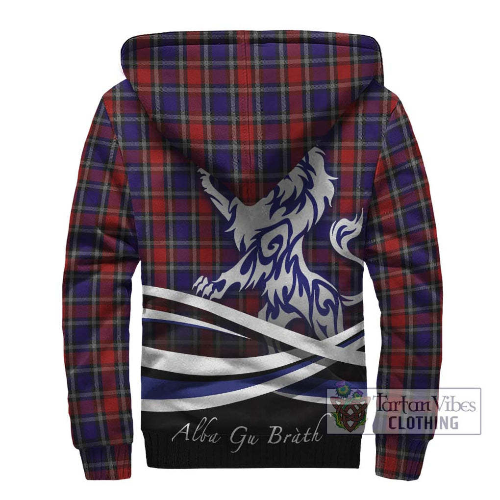 Clark (Lion) Red Tartan Sherpa Hoodie with Alba Gu Brath Regal Lion Emblem - Tartanvibesclothing Shop