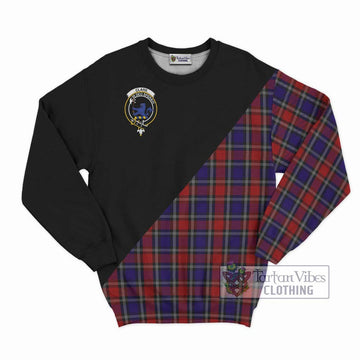 Clark (Lion) Red Tartan Sweatshirt with Family Crest and Military Logo Style