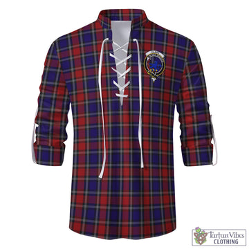 Clark (Lion) Red Tartan Men's Scottish Traditional Jacobite Ghillie Kilt Shirt with Family Crest