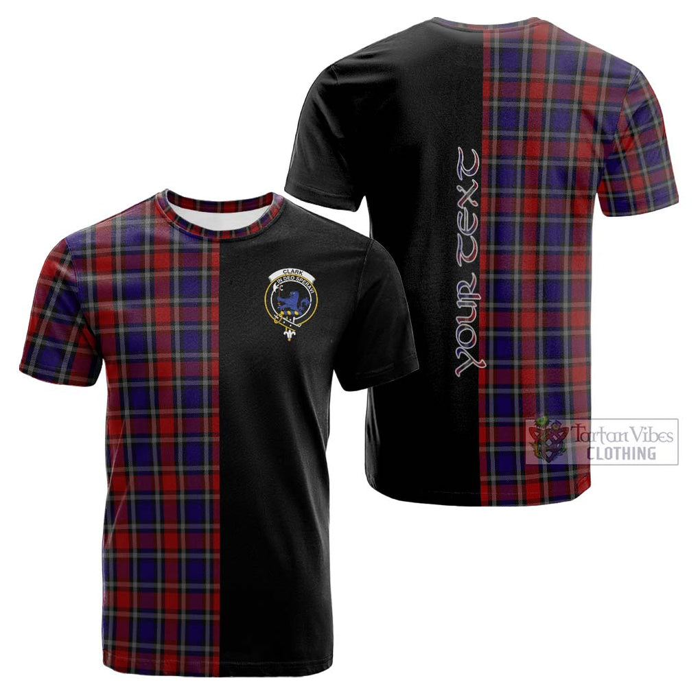 Tartan Vibes Clothing Clark (Lion) Red Tartan Cotton T-shirt with Family Crest and Half Of Me Style