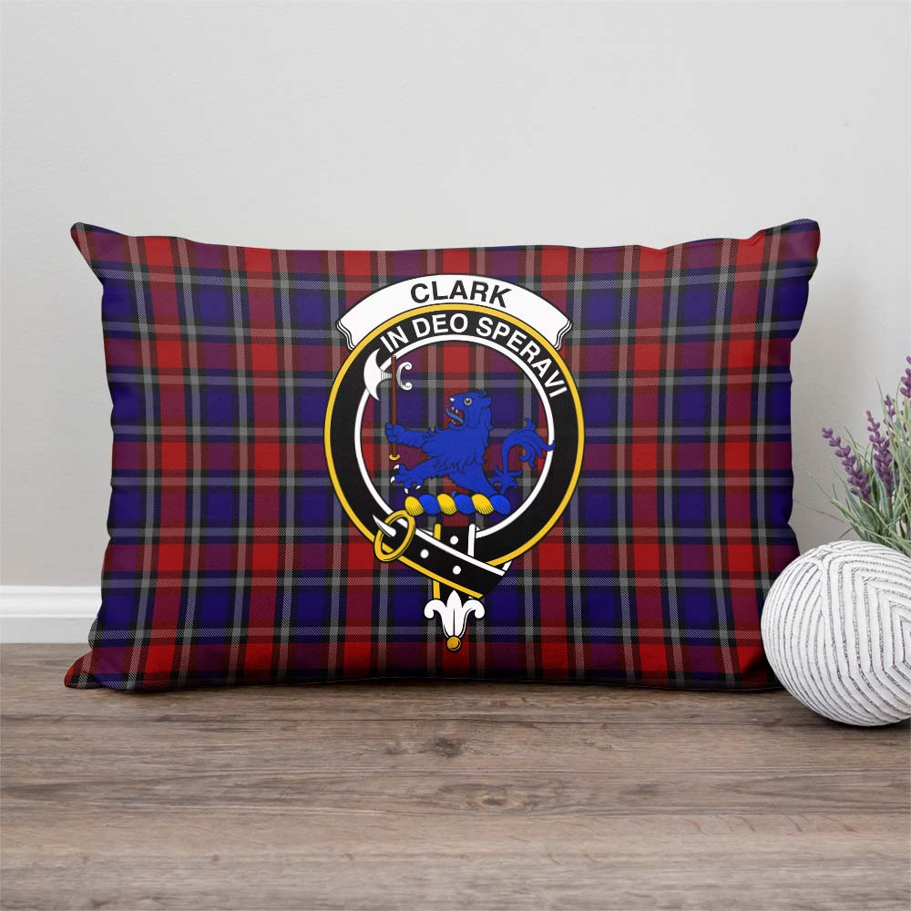 Clark (Lion) Red Tartan Pillow Cover with Family Crest Rectangle Pillow Cover - Tartanvibesclothing