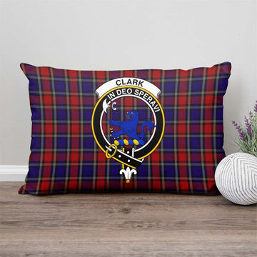 Clark (Lion) Red Tartan Pillow Cover with Family Crest