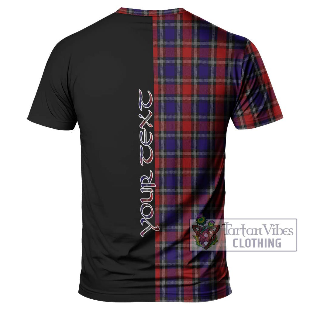 Clark (Lion) Red Tartan T-Shirt with Family Crest and Half Of Me Style - Tartanvibesclothing Shop