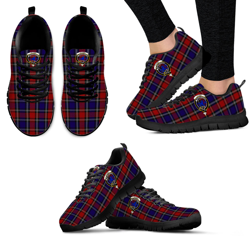 Clark (Lion) Red Tartan Sneakers with Family Crest - Tartan Vibes Clothing