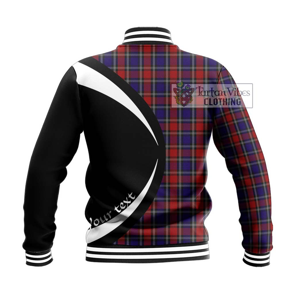 Clark (Lion) Red Tartan Baseball Jacket with Family Crest Circle Style - Tartan Vibes Clothing