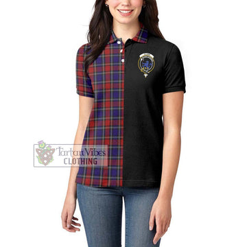 Clark (Lion) Red Tartan Women's Polo Shirt with Family Crest and Half Of Me Style