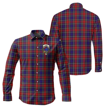 Clark (Lion) Red Tartan Long Sleeve Button Up Shirt with Family Crest