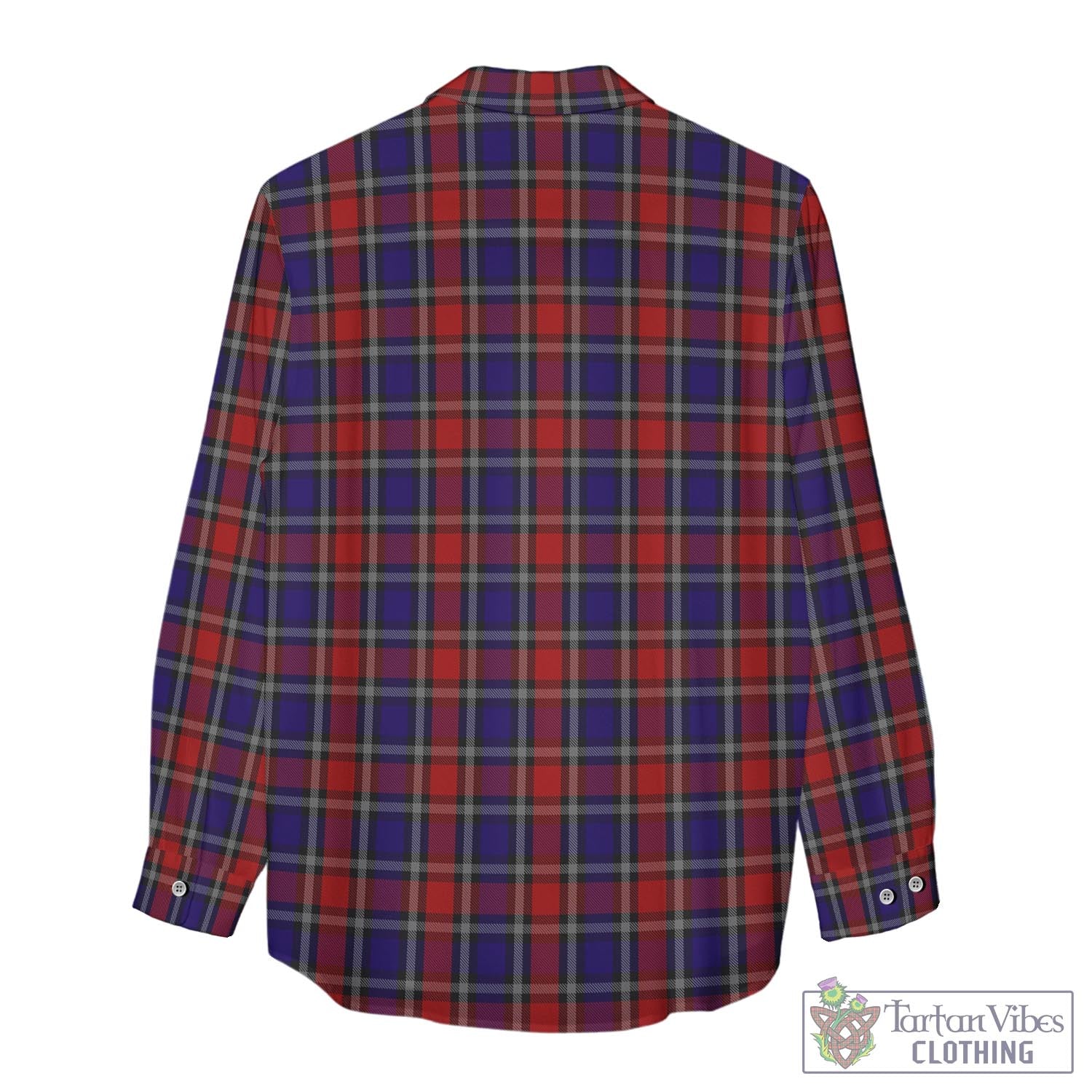 Tartan Vibes Clothing Clark (Lion) Red Tartan Womens Casual Shirt with Family Crest