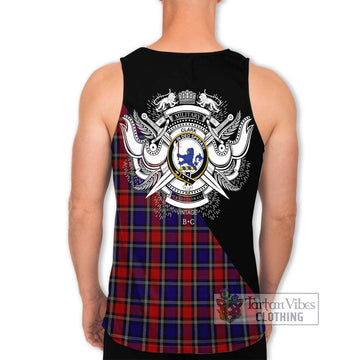 Clark (Lion) Red Tartan Men's Tank Top with Family Crest and Military Logo Style