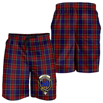 Clark (Lion) Red Tartan Mens Shorts with Family Crest