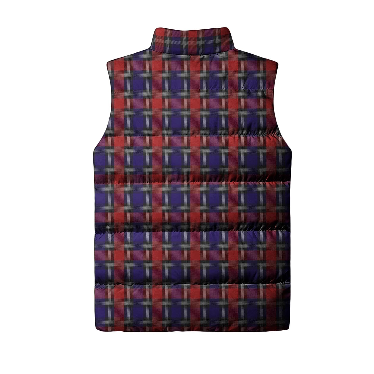 Clark (Lion) Red Tartan Sleeveless Puffer Jacket with Family Crest - Tartanvibesclothing