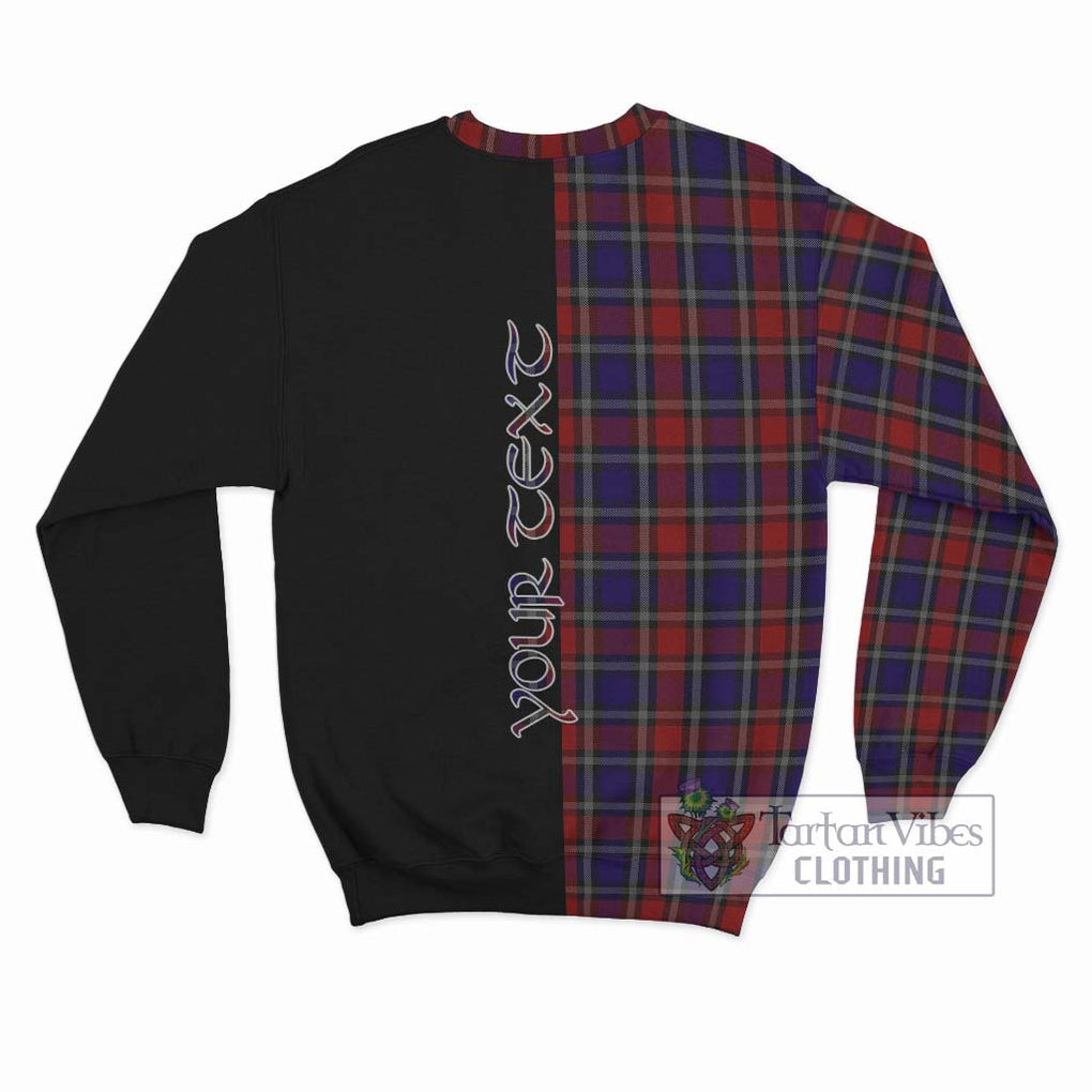 Clark (Lion) Red Tartan Sweatshirt with Family Crest and Half Of Me Style - Tartanvibesclothing Shop