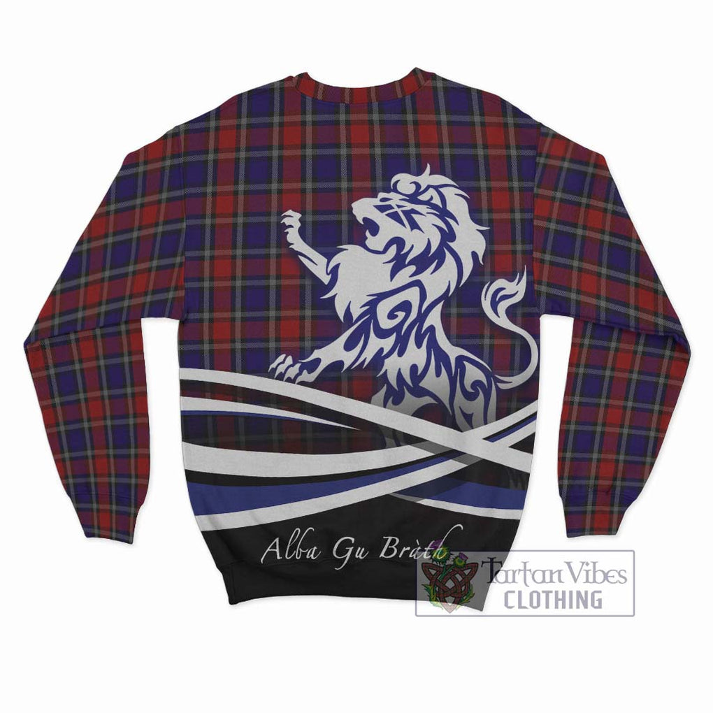 Clark (Lion) Red Tartan Sweatshirt with Alba Gu Brath Regal Lion Emblem - Tartanvibesclothing Shop