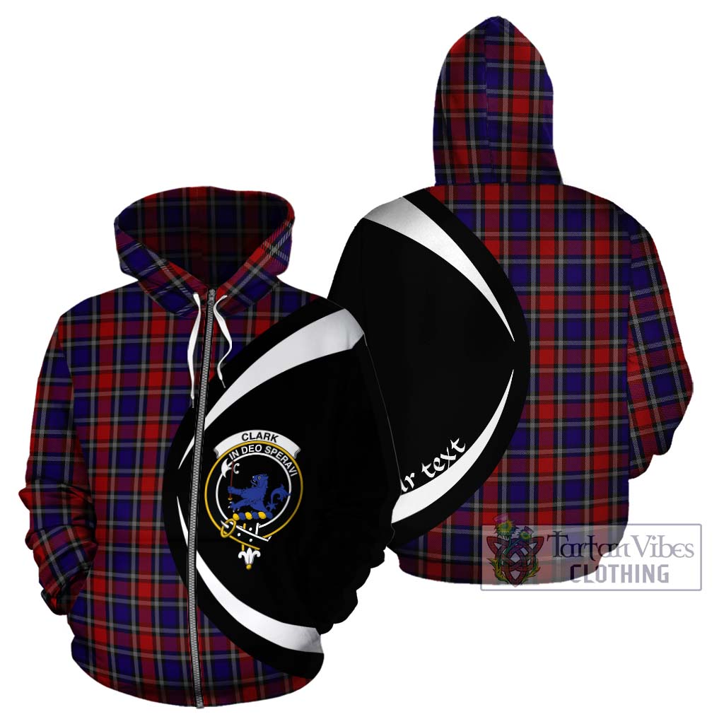 Tartan Vibes Clothing Clark (Lion) Red Tartan Hoodie with Family Crest Circle Style