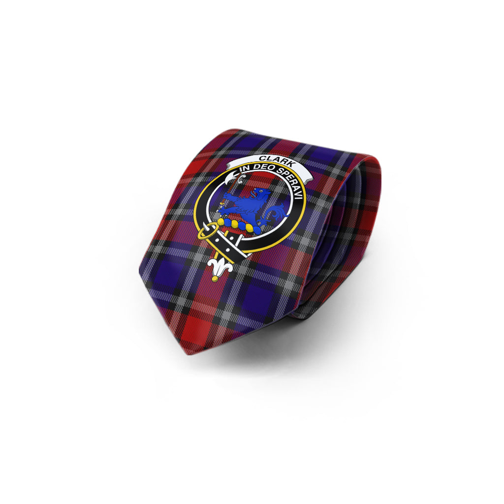 Clark (Lion) Red Tartan Classic Necktie with Family Crest - Tartan Vibes Clothing