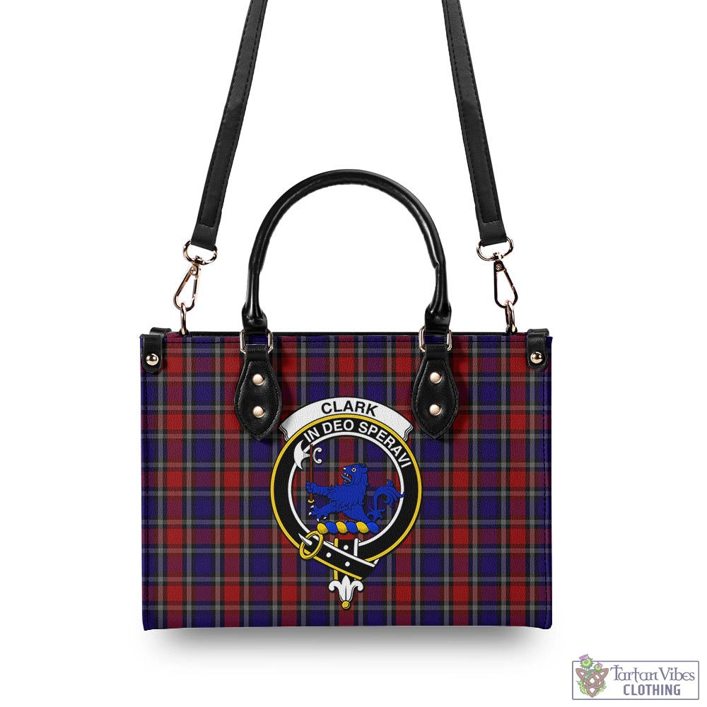 Tartan Vibes Clothing Clark (Lion) Red Tartan Luxury Leather Handbags with Family Crest